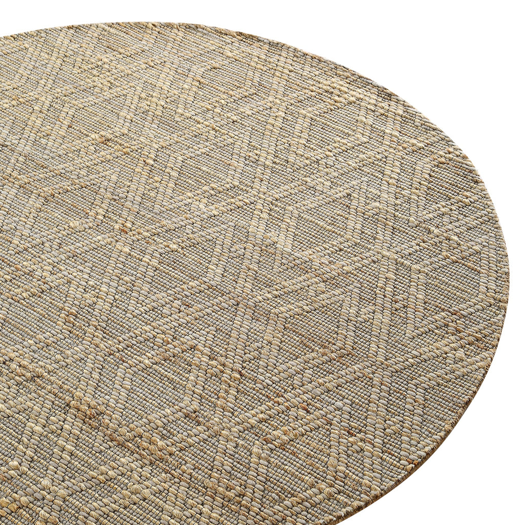 Cambria Wool and Jute Handwoven Patterned Round Rug