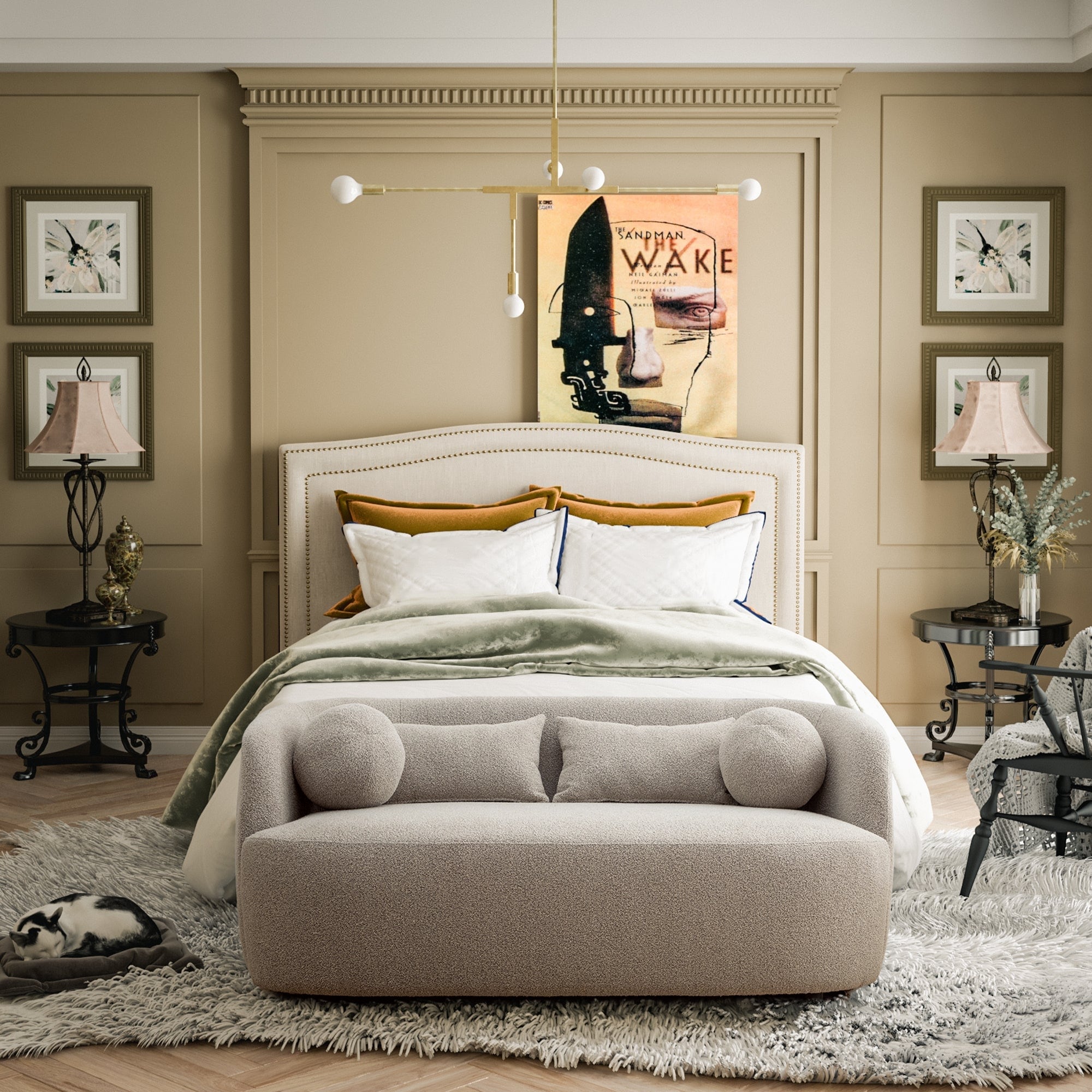 KINWELL Boucle Upholstered 2-Seats Loveseat with Pillows