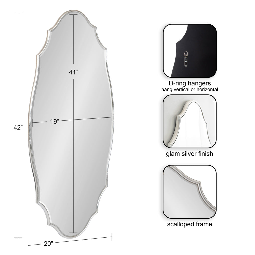 Kate and Laurel Leanna Scalloped Oval Wall Mirror