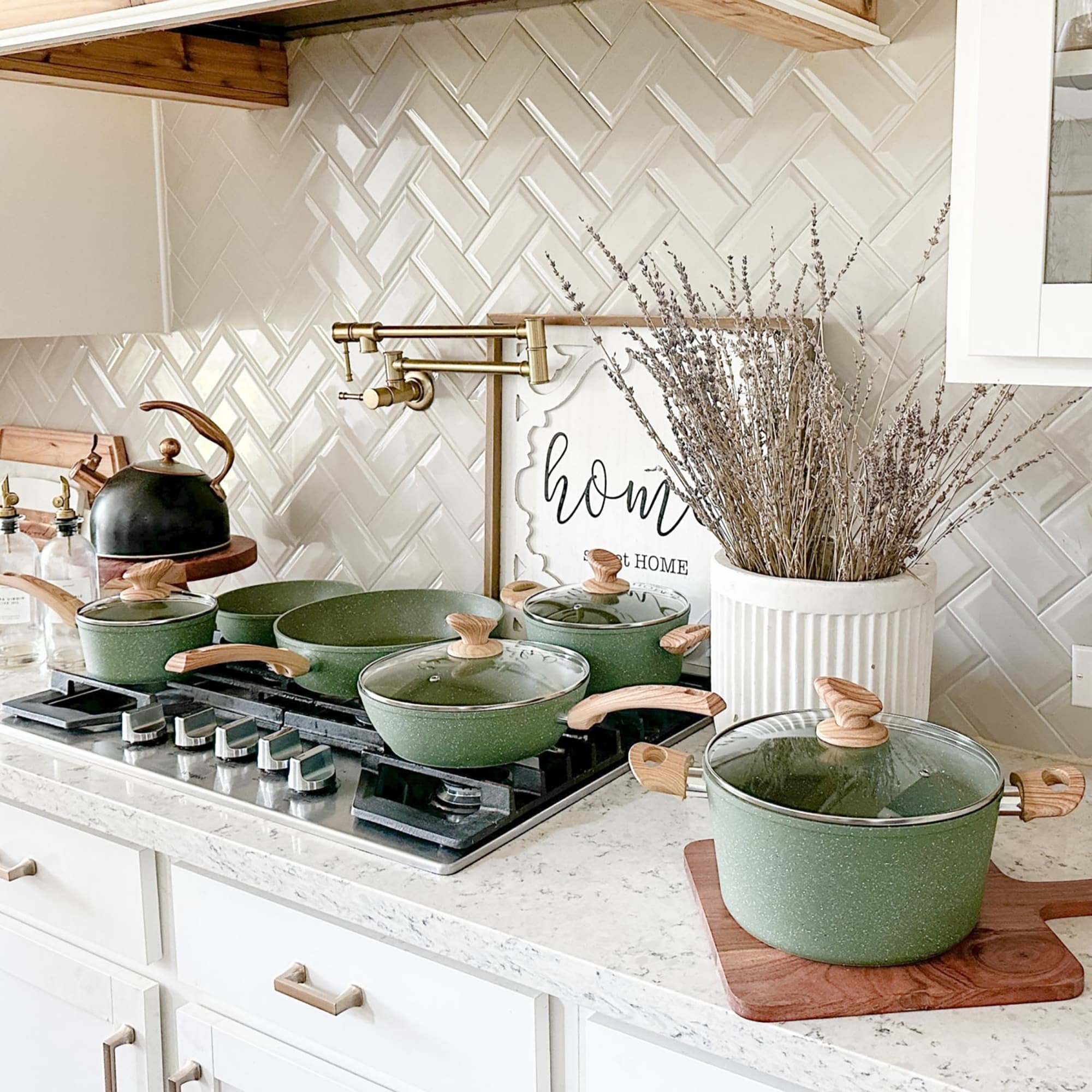 Kitchen Cookware Sets Nonstick, 12 Piece Pots and Pans Set Granite Cooking Set