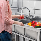 Kitchen Sink Stainless Steel Compartment Bowl Freestanding Commercial Sink