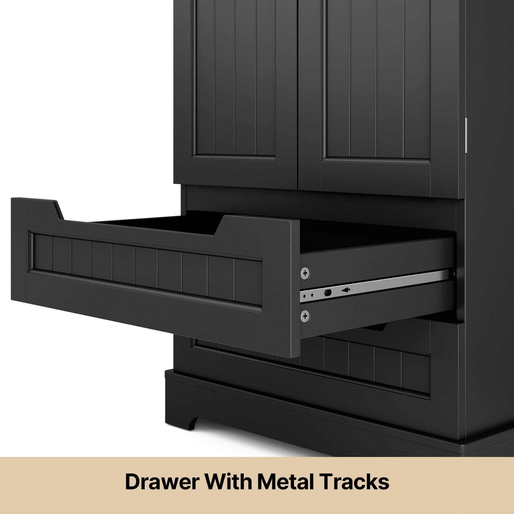 Kitchen Storage Pantry Cabinet, Freestanding Bathroom Storage Cabinet with 2 Doors and Drawers