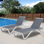 Kozyard Alan Full Flat Aluminum and Polypropylene Resin Legs Patio Reclining Adjustable Chaise Lounge