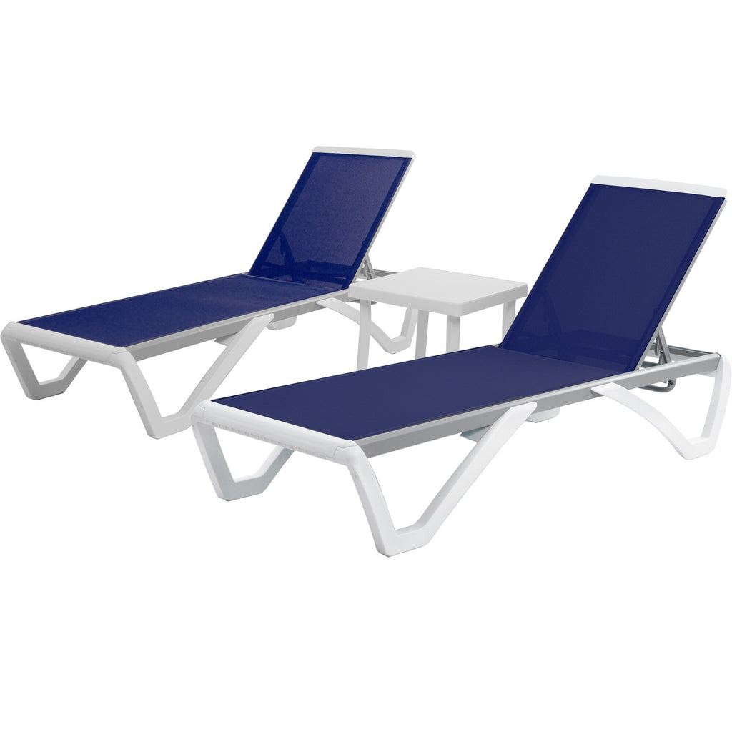 Kozyard Alan Full Flat Aluminum and Polypropylene Resin Legs Patio Reclining Adjustable Chaise Lounge