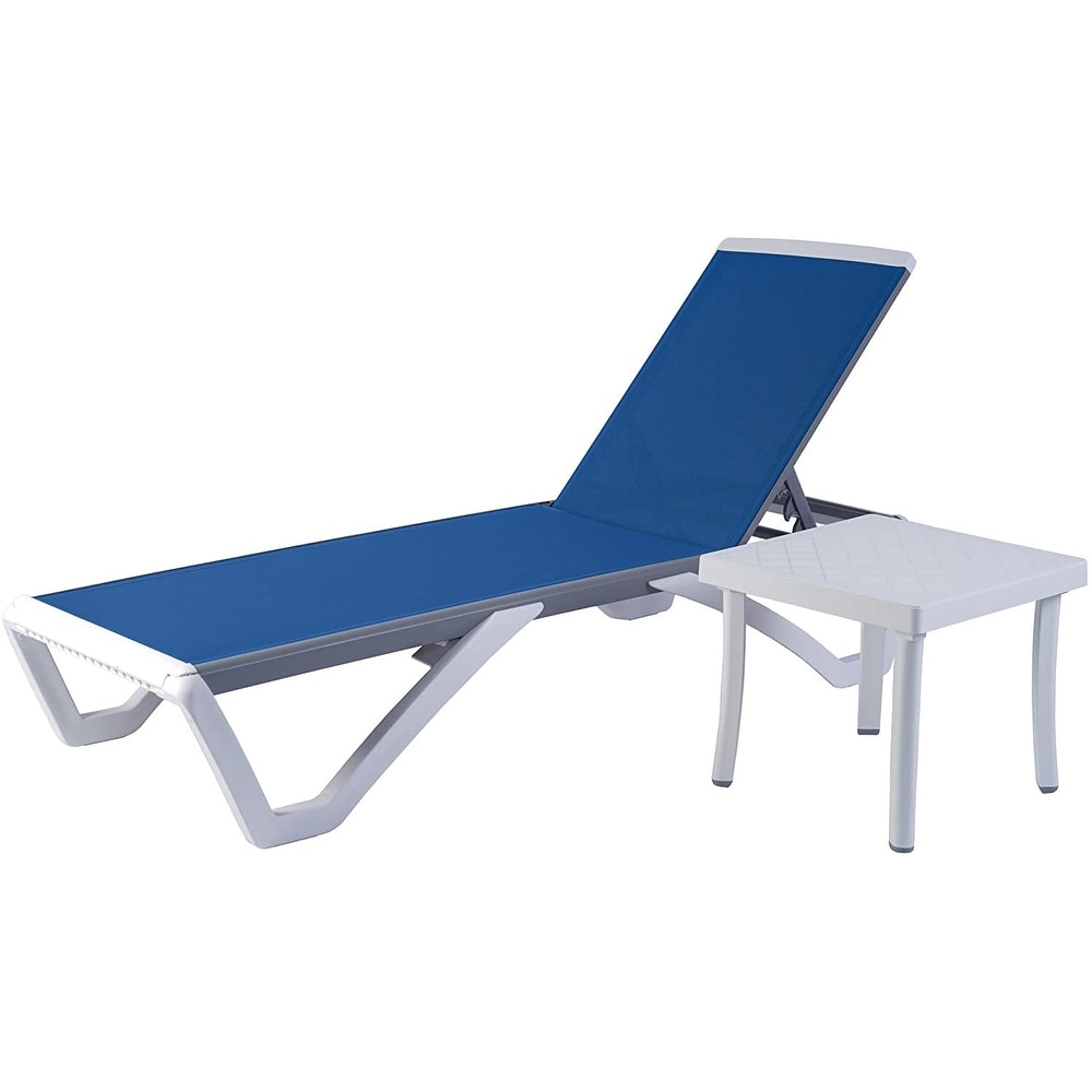 Kozyard Alan Full Flat Aluminum and Polypropylene Resin Legs Patio Reclining Adjustable Chaise Lounge