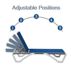 Kozyard Alan Full Flat Aluminum and Polypropylene Resin Legs Patio Reclining Adjustable Chaise Lounge