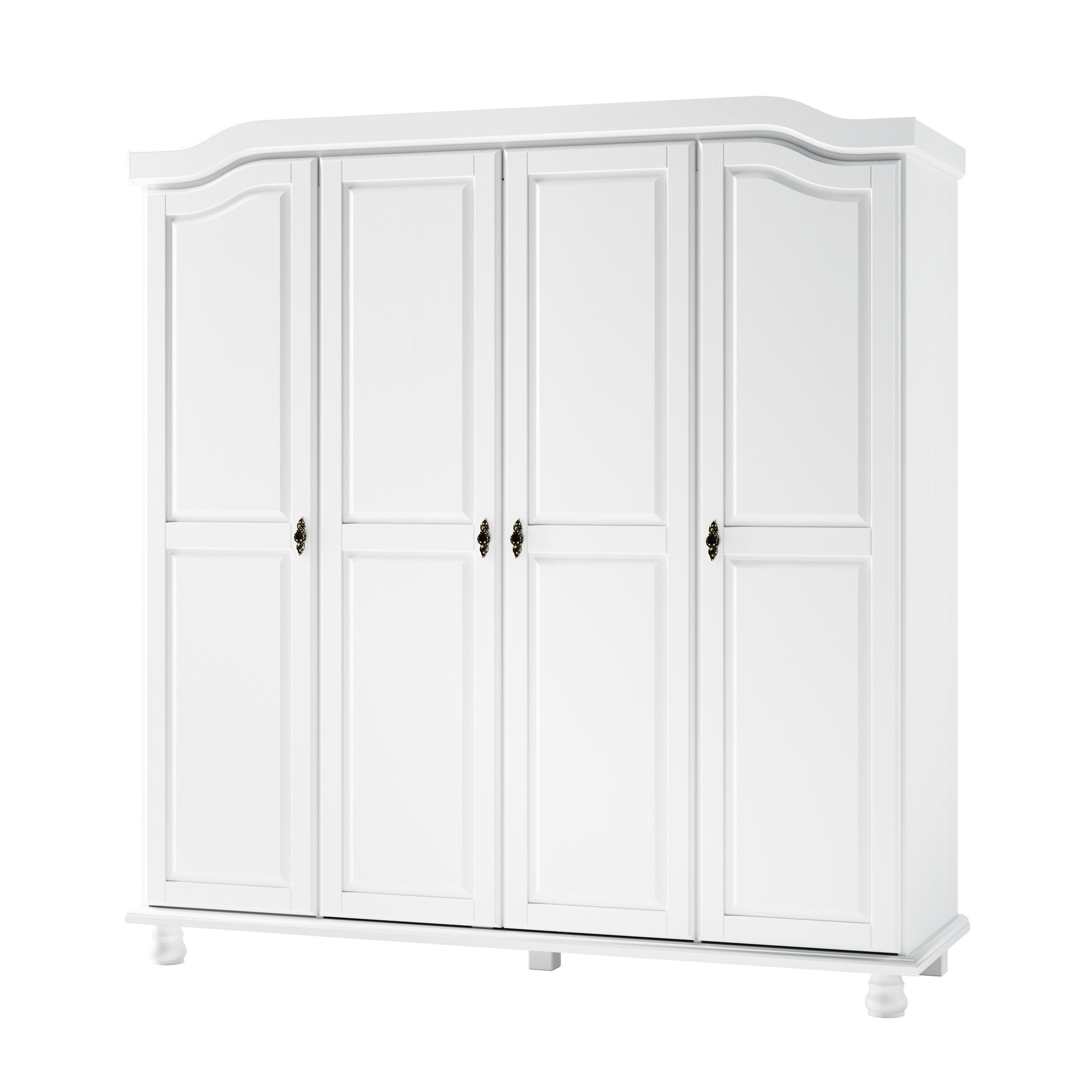 Palace Imports 100% Solid Wood Kyle 4-Door Wardrobe Armoire with Solid Wood or Mirrored Doors