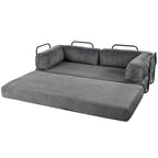 L-Shaped Modular Sofa Bed in Corduroy Fabric