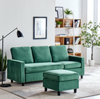 Campbell 3 Seater Sofa with Reversible Chaise in Green Velvet