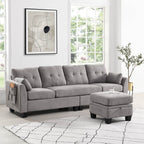 Brunswick Large 4-Seater Storage Chaise Sofa in Light Grey