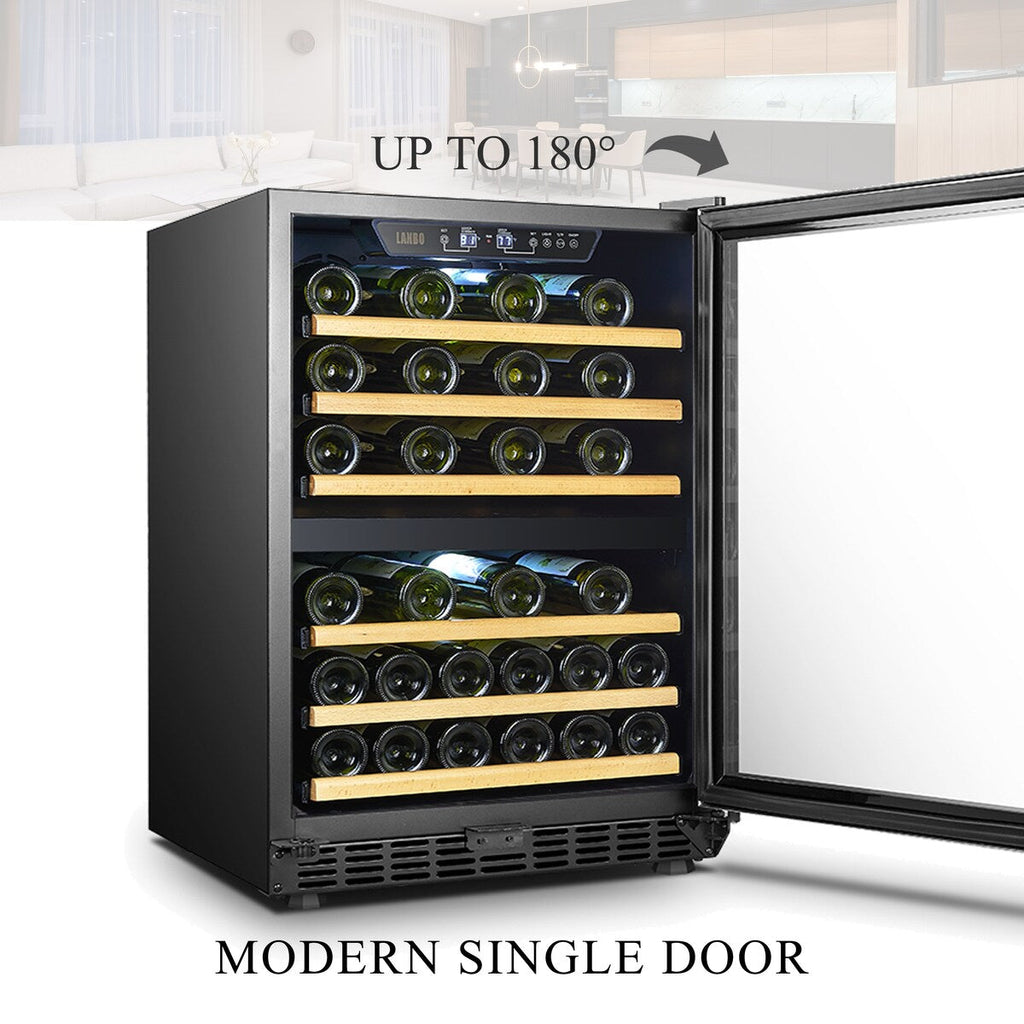 Lanbo 24 Inch Built-in Dual Zone Compressor Wine Cooler, 44 Bottle