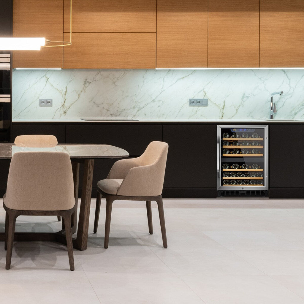 Lanbo 24 Inch Built-in Dual Zone Compressor Wine Cooler, 44 Bottle