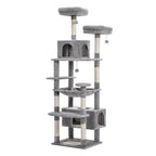 Large Cat Tower Cat Condo with Scratching Posts and Pads, 2 Padded Perch, Dual Condo and Basket