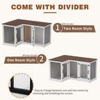 Large Corner Dog Crate Furniture for 2 Dogs, L Shape Dog Crate Cage - 58.7X41.1