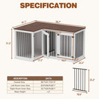 Large Corner Dog Crate Furniture for 2 Dogs, L Shape Dog Crate Cage - 58.7X41.1