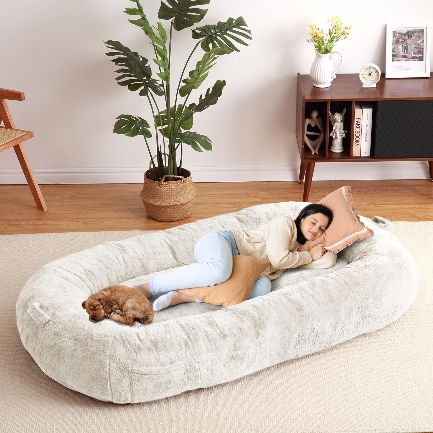 Large Dog Bed Washable Human Size Bed with Removable Cover