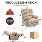 Large Manual Recliner Chair for Adult, Comfortable Fabric Single Recliner Sofa, Overstuffed Reclining Chair for Living Room