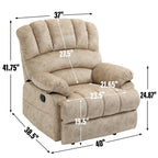 Large Manual Recliner Chair for Adult, Comfortable Fabric Single Recliner Sofa, Overstuffed Reclining Chair for Living Room