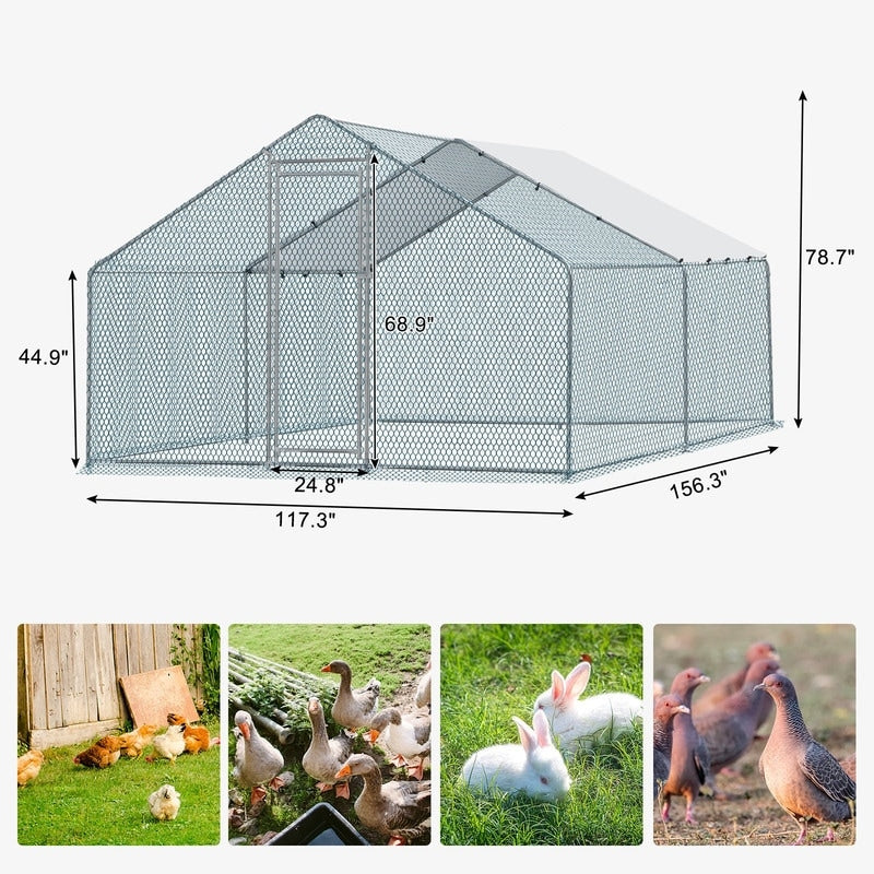 Large Metal Chicken Coop Walk-in Poultry Cage