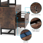 File Cabinet with 2 Drawer, Modern Filing Cabinet Printer Stand with Lock