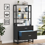 File Cabinet with 2 Drawer, Modern Filing Cabinet Printer Stand with Lock