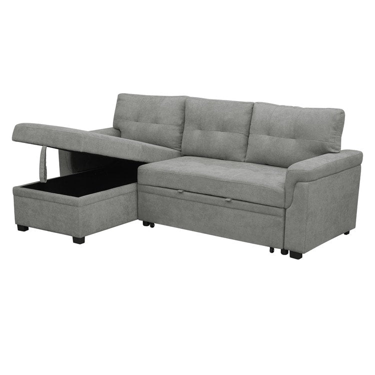 Convertible Reversible Sectional Sofa with Pull-Out Sleeper Bed, Hidden Storage Chaise, and Durable Legs