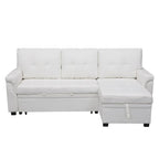 Convertible Reversible Sectional Sofa with Pull-Out Sleeper Bed, Hidden Storage Chaise, and Durable Legs