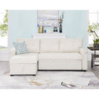 Convertible Reversible Sectional Sofa with Pull-Out Sleeper Bed, Hidden Storage Chaise, and Durable Legs