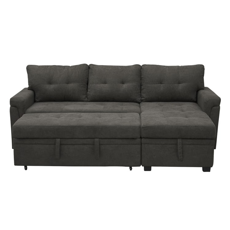 Convertible Reversible Sectional Sofa with Pull-Out Sleeper Bed, Hidden Storage Chaise, and Durable Legs