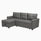 Convertible Reversible Sectional Sofa with Pull-Out Sleeper Bed, Hidden Storage Chaise, and Durable Legs