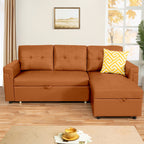 Convertible Reversible Sectional Sofa with Pull-Out Sleeper Bed, Hidden Storage Chaise, and Durable Legs