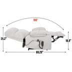 Lazy Boy Dual Motor Chenille Power Lift Recliner w/Massage and Lumbar Heating, Dual Cup Holders, Grey-Blue