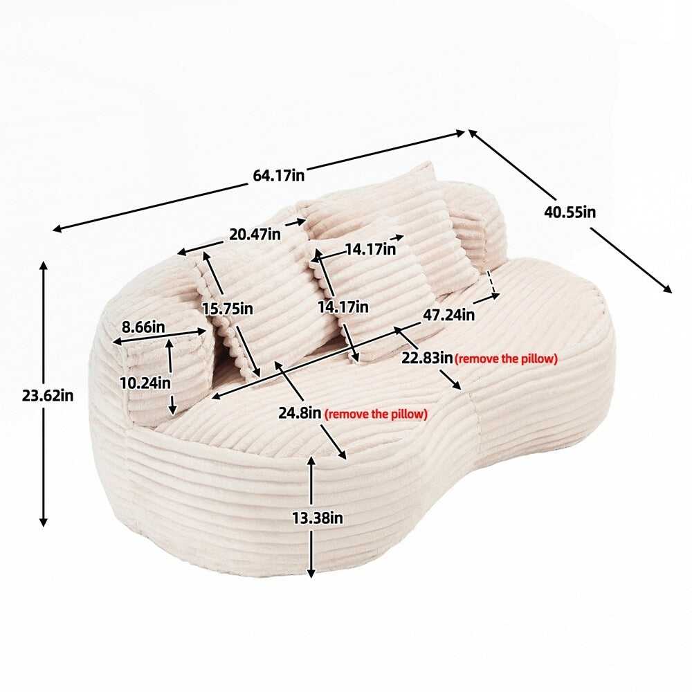 Lazy Sofa Durable Comfort Lounger High Back Bean Bag Chair Couch for Adults and Kids - 2 Seat