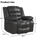 Leather Lift Recliner Chair With Dual Motor, Oversized Power Recliners With Electric Massage Heating