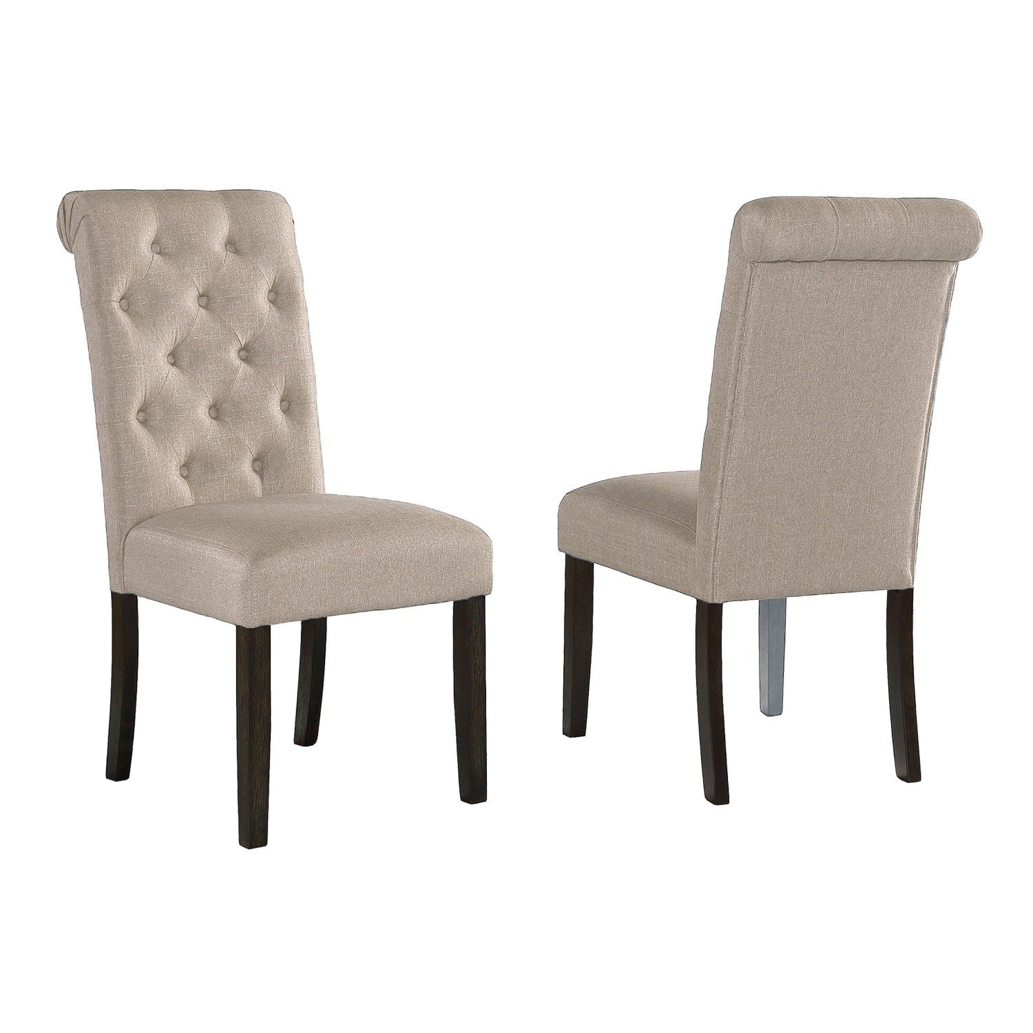 Roundhill Furniture Leviton Solid Wood Tufted Dining Chair (Set of 2)