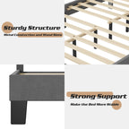 Lifezone Adjustable Queen Size Upholstered Platform Bed Frame