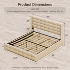 Lift Up Storage Bed Frame, Upholstered Platform Bed Frame with Hydraulic Storage System and Headboard