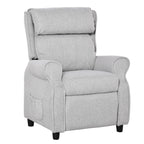 Light Grey Kids Children Upholstered Manual Recliner for 3-5 Years with Footrest and 2 Side Pockets
