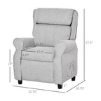 Light Grey Kids Children Upholstered Manual Recliner for 3-5 Years with Footrest and 2 Side Pockets