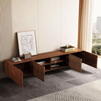 Mid-Century Modern TV Stand with 4 Doors Storage Cabinets, Fits TVs Up to 100 Inches, Living Room Entertainment Center