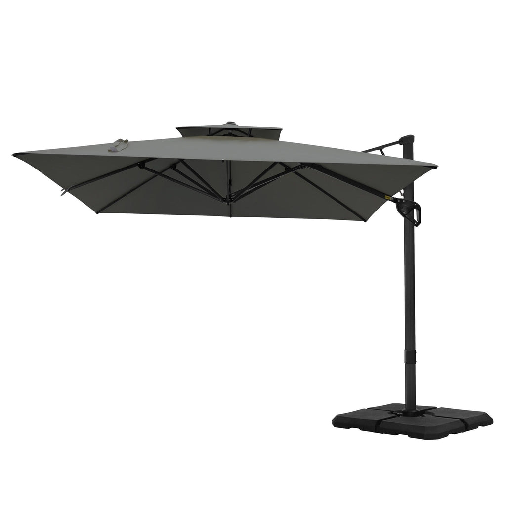 MAISON ARTS 12 FT Automatic Hydraulic Cantilever Umbrella Aluminum Pole 360 Degree Rotation
