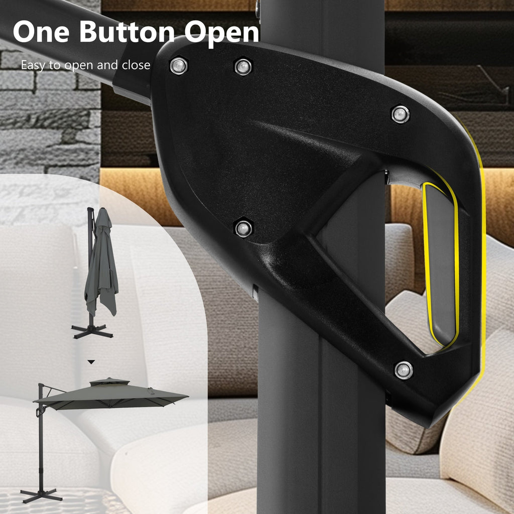 MAISON ARTS 12 FT Automatic Hydraulic Cantilever Umbrella Aluminum Pole 360 Degree Rotation