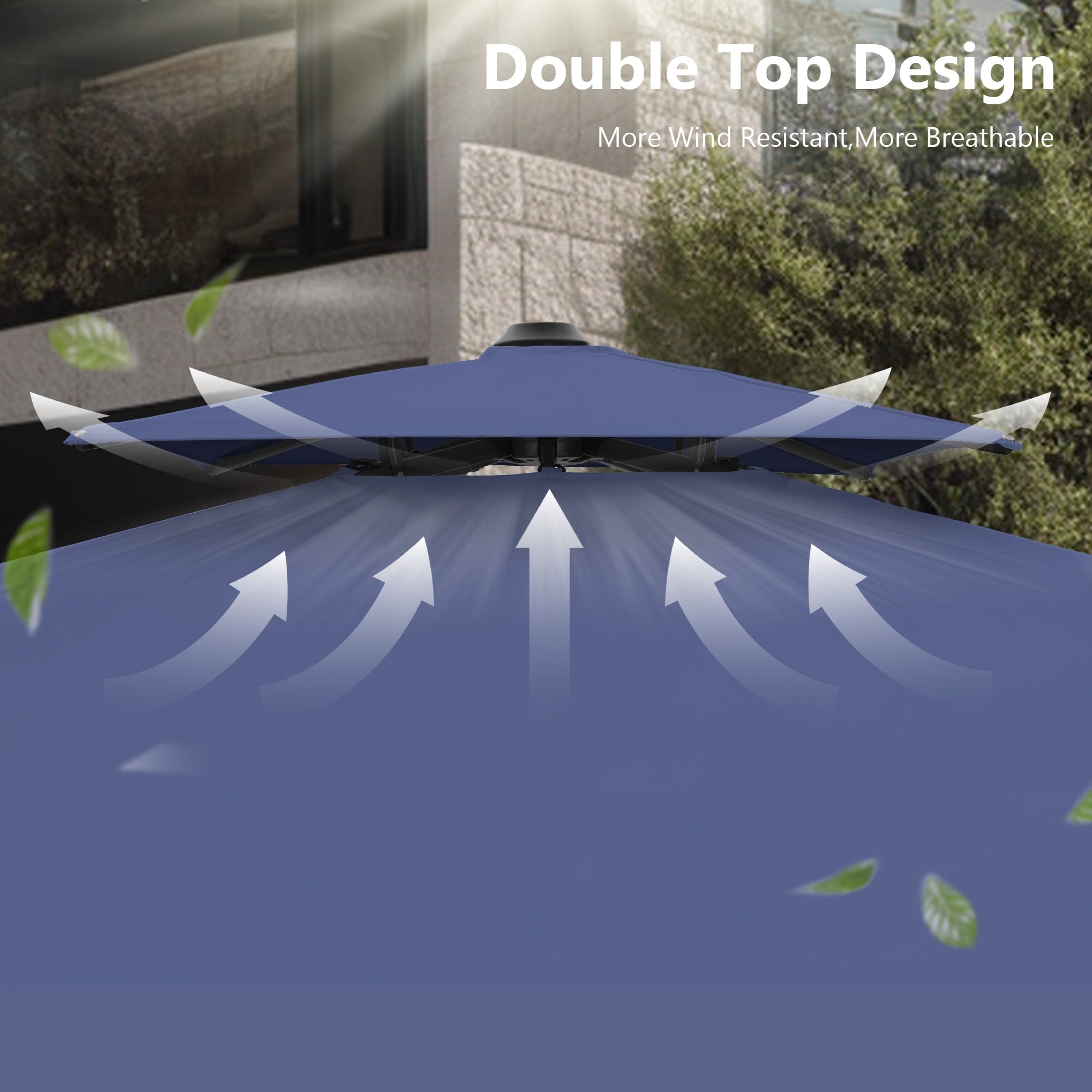 MAISON ARTS 12 FT Automatic Hydraulic Cantilever Umbrella Aluminum Pole 360 Degree Rotation