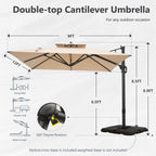 MAISON ARTS 12 FT Automatic Hydraulic Cantilever Umbrella Aluminum Pole 360 Degree Rotation