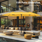 MAISON ARTS 15ft Double-Sided Patio Extra Large Twin Umbrella with Base Included