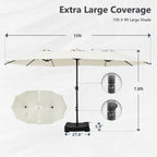MAISON ARTS 15ft Double-Sided Patio Extra Large Twin Umbrella with Base Included