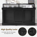 Mcombo Large Dog Crate Furniture TV Stand,Wooden Dog Kennel with Double Doors 1861