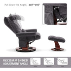 MCombo Set of 2 Swivel Recliner with Ottoman and Neck Pillow,Chenille Fabric