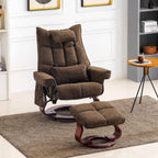 MCombo Set of 2 Swivel Recliner with Ottoman and Neck Pillow,Chenille Fabric