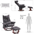 MCombo Set of 2 Swivel Recliner with Ottoman and Neck Pillow,Chenille Fabric